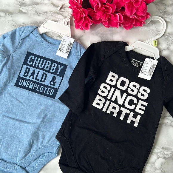 The Childrenâs Place - Long-sleeved Onesies - Blue & Black - Picture 1 of 3